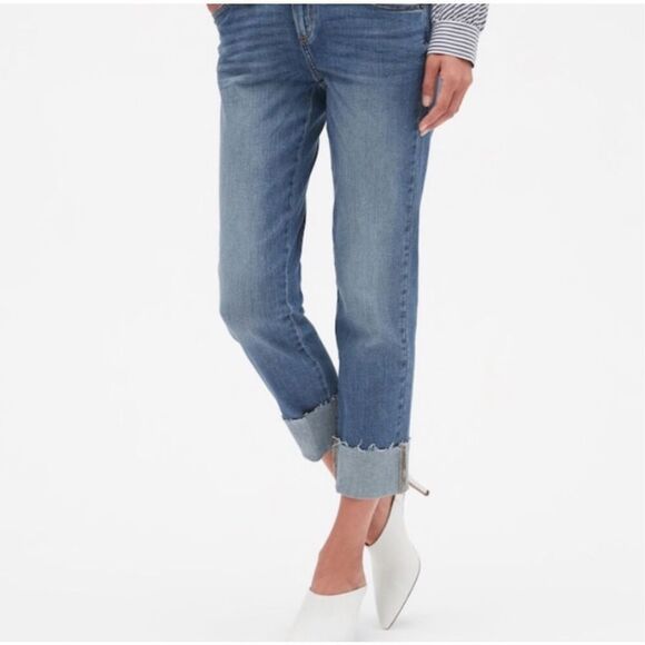 Banana Republic girlfriend rolled cuff straight leg jeans size 14 new - Picture 3 of 11